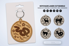 Jungle Animal Floral Folk Art Keychain Laser Cut Product Image 5