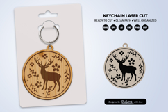 Jungle Animal Floral Folk Art Keychain Laser Cut Product Image 1
