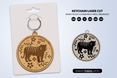 Jungle Animal Floral Folk Art Keychain Laser Cut Product Image 1