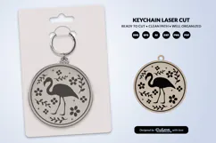 Savana Animal Floral Folk Art Keychain Laser Cut Product Image 1