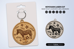 Savana Animal Floral Folk Art Keychain Laser Cut Product Image 1