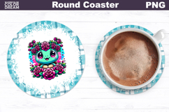 Turtle Floral Round Coaster | Cute Animal Flowers Coaster Product Image 1