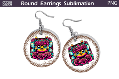 Bee Floral Round Earrings | Animal Flowers Round Earrings Product Image 1
