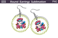 Bird Floral Round Earrings | Animal Flowers Round Earrings Product Image 1