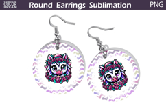 Horse Floral Round Earrings | Animal Flowers Earrings Product Image 1
