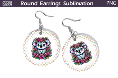 Koala Floral Round Earrings | Animal Flowers Earrings Product Image 1
