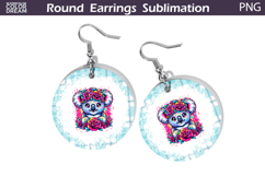 Koala Floral Round Earrings | Animal Flowers Earrings Product Image 1