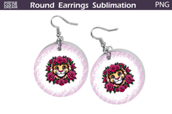 Lion Floral Round Earrings | Animal Flowers Earrings Product Image 1
