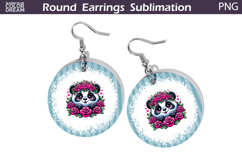 Panda Floral Round Earrings | Animal Flowers Earrings Product Image 1