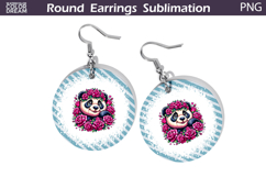 Panda Floral Round Earrings | Animal Flowers Earrings Product Image 1