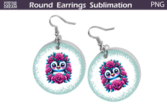 Penguin Floral Round Earrings | Animal Flowers Earrings Product Image 1