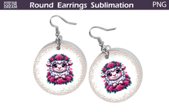 Lamb Floral Round Earrings | Animal Flowers Earrings Product Image 1