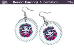 Lamb Floral Round Earrings | Animal Flowers Earrings Product Image 1