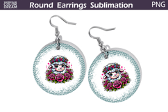 Lamb Floral Round Earrings | Animal Flowers Earrings Product Image 1