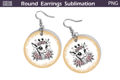 Giraffe Floral Round Earrings | Animal Flowers Round Earrin Product Image 1