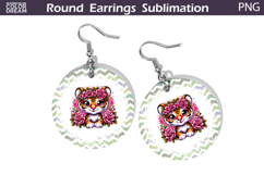 Tiger Floral Round Earrings | Animal Flowers Earrings Product Image 1