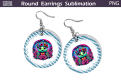 Turtle Floral Round Earrings | Animal Flowers Earrings Product Image 1