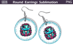 Turtle Floral Round Earrings | Animal Flowers Earrings Product Image 1
