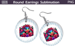 Turtle Floral Round Earrings | Animal Flowers Earrings Product Image 1