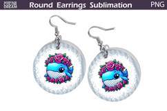 Whale Floral Round Earrings | Animal Flowers Earrings Product Image 1