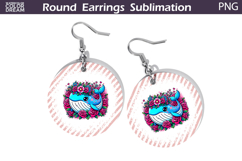 Whale Floral Round Earrings | Animal Flowers Earrings Product Image 1