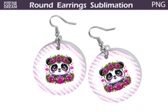 Panda Floral Round Earrings | Animal Flowers Round Earrings Product Image 1