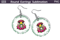 Turtle Floral Round Earrings | Animal Flowers Round Earrings Product Image 1