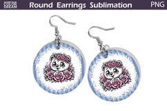 Bear Floral Round Earrings | Animal Flowers Round Earrings Product Image 1