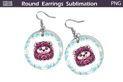 Bear Floral Round Earrings | Animal Flowers Round Earrings Product Image 1