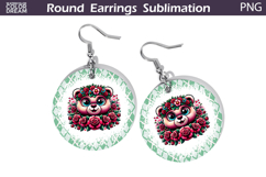Bear Floral Round Earrings | Animal Flowers Round Earrings Product Image 1