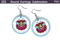 Bee Floral Round Earrings | Animal Flowers Round Earrings Product Image 1