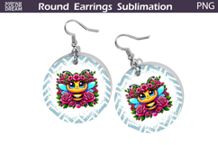 Bee Floral Round Earrings | Animal Flowers Round Earrings Product Image 1