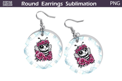 Bee Floral Round Earrings | Animal Flowers Round Earrings Product Image 1