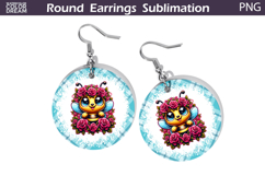 Bee Floral Round Earrings | Animal Flowers Round Earrings Product Image 1