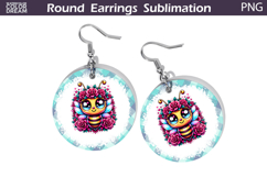 Bee Floral Round Earrings | Animal Flowers Round Earrings Product Image 1