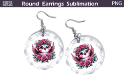 Bird Floral Round Earrings | Animal Flowers Round Earrings Product Image 1