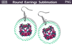 Cow Floral Round Earrings | Animal Flowers Earrings Product Image 1