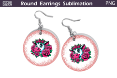 Cow Floral Round Earrings | Animal Flowers Earrings Product Image 1