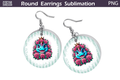 Dinosaur Floral Round Earrings | Animal Flowers Earrings Product Image 1