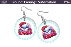 Dolphin Floral Round Earrings | Animal Flowers Earrings Product Image 1