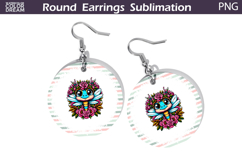 Dragonfly Floral Round Earrings | Animal Flowers Earrings Product Image 1