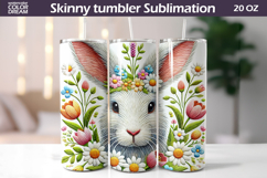 Easter Bunny Tumbler Wrap | Rabbit Floral Tumbler Sublimatio Product Image 1