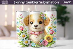 Easter Dog Tumbler Wrap | Puppy Floral Tumbler Sublimation Product Image 1