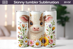 Easter Cow Tumbler Wrap | Calf Floral Tumbler Sublimation Product Image 1