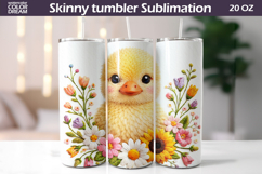 Easter Duckling Tumbler Wrap | Floral Tumbler Sublimation Product Image 1