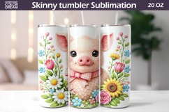 Easter Pig Tumbler Wrap | Floral Tumbler Sublimation Product Image 1