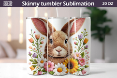 Easter Bunny Tumbler Wrap | Rabbit Floral Tumbler Sublimatio Product Image 1