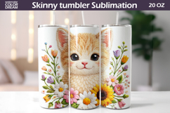 Easter Cat Tumbler Wrap | Kitten Floral Tumbler Sublimation Product Image 1