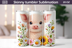 Easter Pig Tumbler Wrap | Floral Tumbler Sublimation Product Image 1