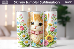 Easter Cat Tumbler Wrap | Kitten Floral Tumbler Sublimation Product Image 1